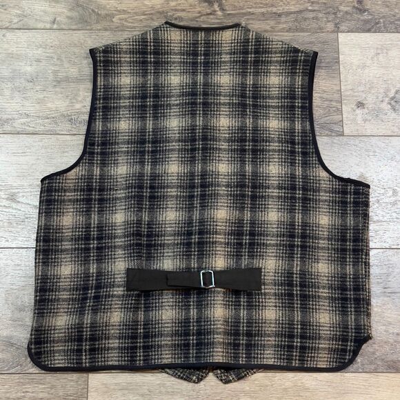 Vintage 80s/90s L.L. Bean Wool Blend Plaid Full Zip Vest 4 Pockets Made USA XL - Picture 4 of 6